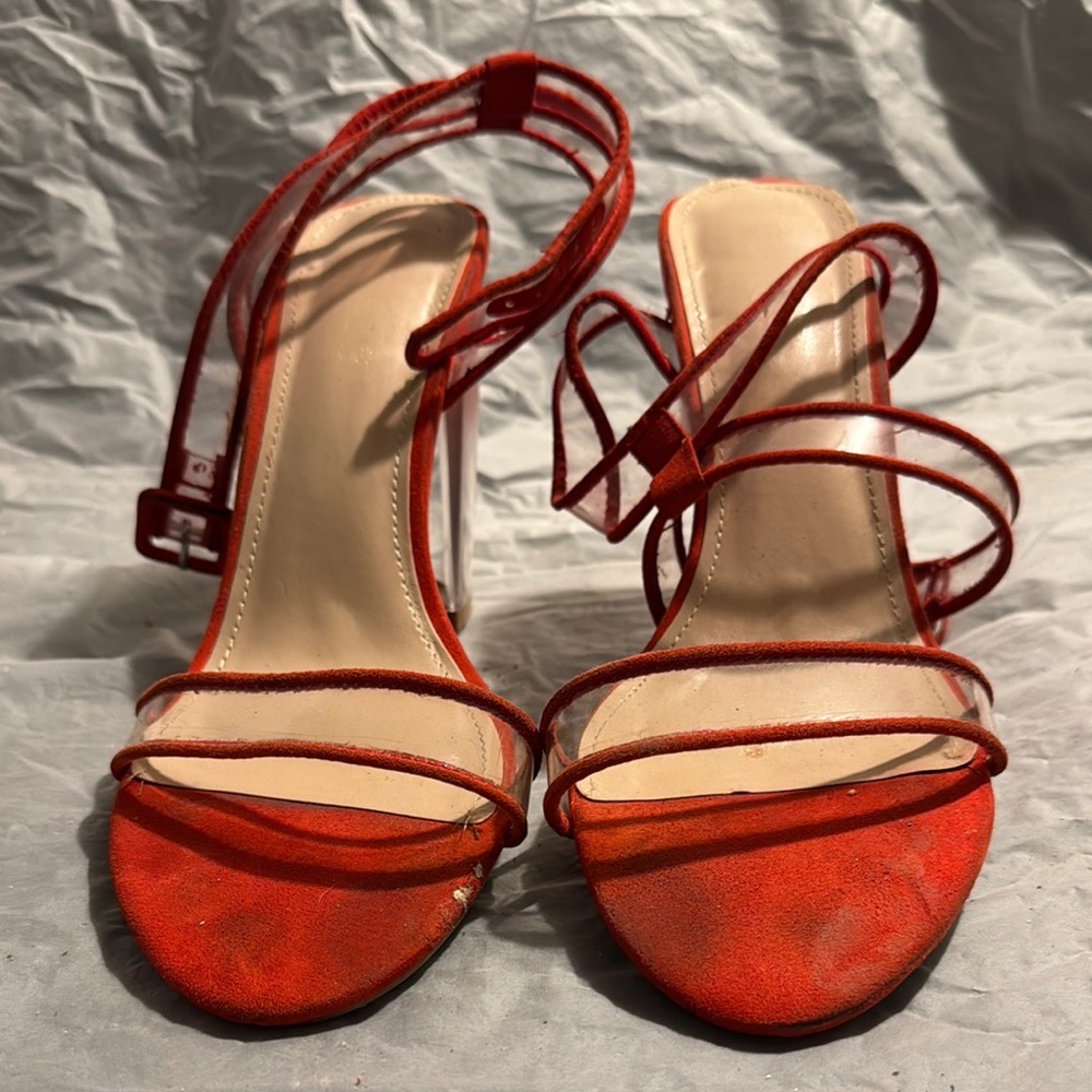 Red Strappy Women's Heels